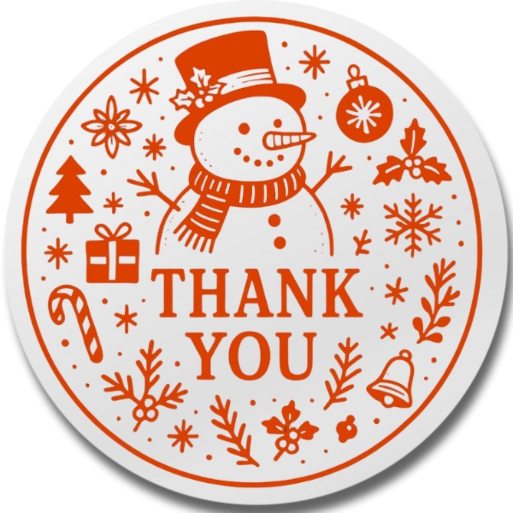 Christmas Gift Packaging Stickers – Snowman Holographic Thank You - Picture 3 of 6